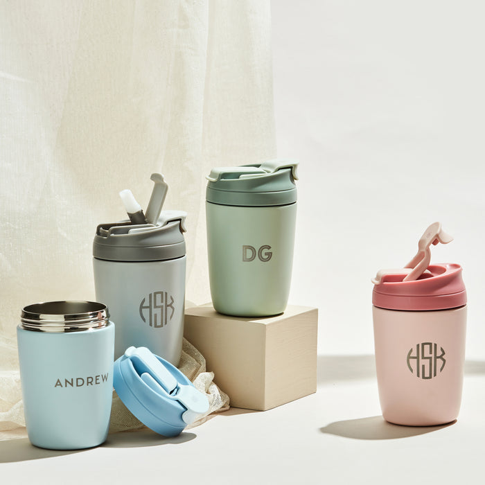 Custom Engraved 350ml Reusable Keep Cup with Straw Spout