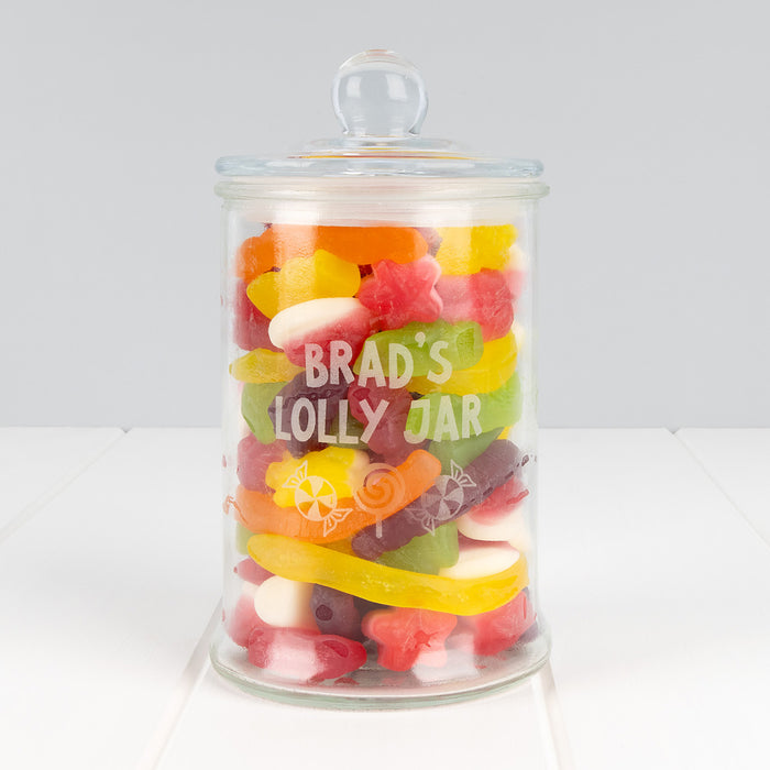 Engraved 650ml Glass Lolly Jar