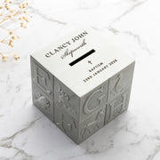 Personalised christening money box engraved with child’s name and christening date
