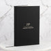 Personalised black leatherette notebook with gold engraving