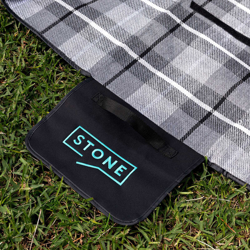 Corporate picnic blanket gift with waterproof backing and custom stitched branding