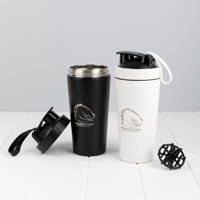 Promotional protein shaker gift with logo engraving and stainless steel mixing ball