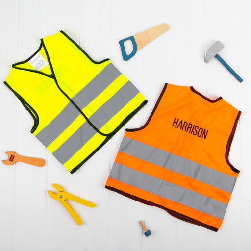 Fluoro personalised kids vest with embroidered name on back