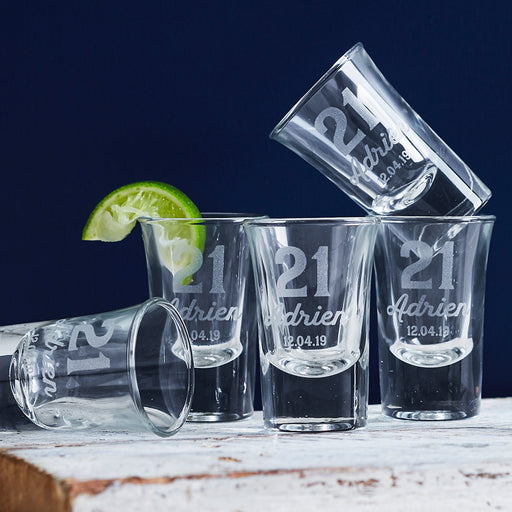 Personalised shot glass, perfect party favour for a 21st birthday celebration