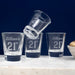 Custom 21st birthday shot glass with classic shape and engraved details for gifting or party favours.