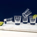 Personalised 50ml shot glass engraved with 40th birthday design, name, and date.