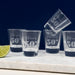 Custom 50th birthday shot glass with classic shape, perfect for milestone party favours.