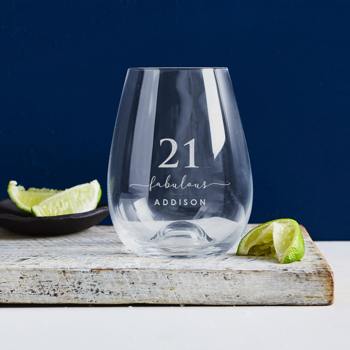 Engraved 460ml Stemless Wine Glass 21st Birthday Gift