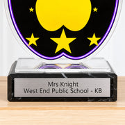 Engraved Acrylic Teacher Appreciation Trophy with Custom Name and School