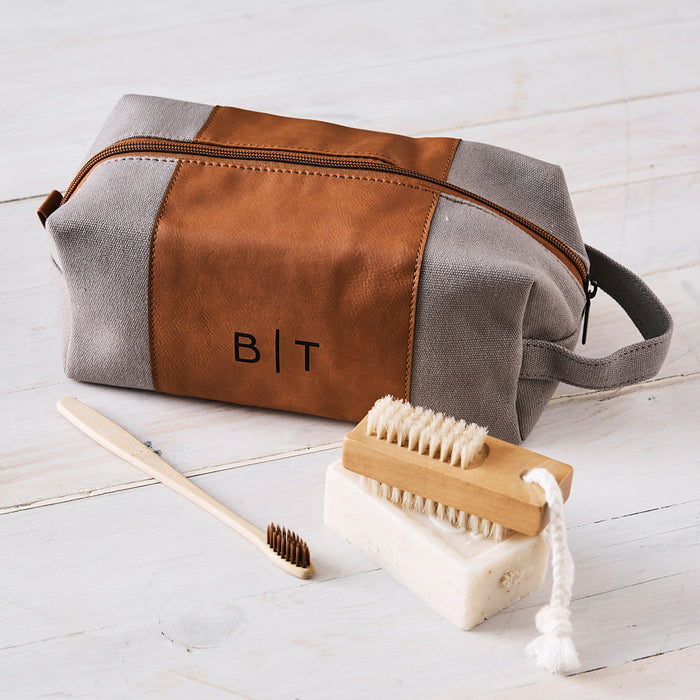 Engraved Toiletries Travel Bag for Men, Personalised with Name, Initials or Custom Design