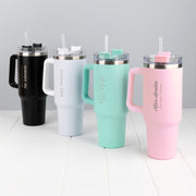 Personalised stainless steel tumbler with teacher’s name engraving