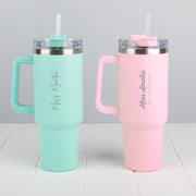 End of term teacher gift tumbler with carry handle