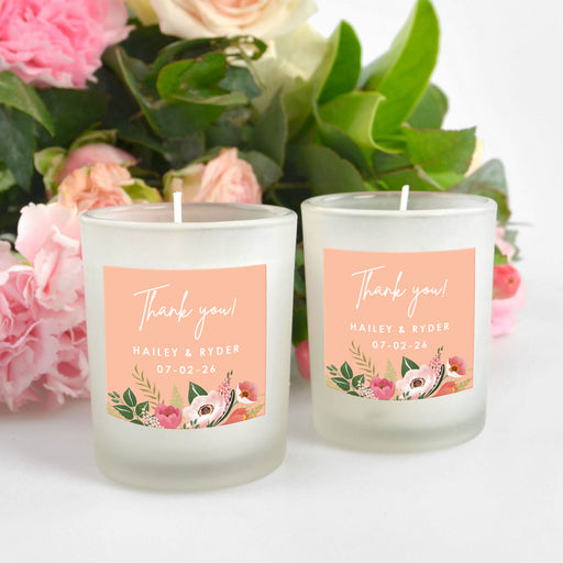 Votive Candle Wedding Favour With Personalised Printed Label