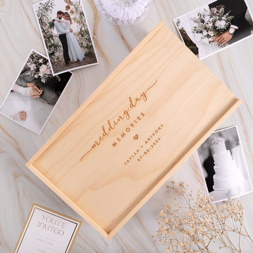 Personalised Engraved Wooden Wedding Memories Box Bride and Groom Gift