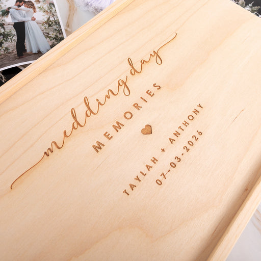 Personalised Engraved Wooden Wedding Memories Box Bride and Groom Gift