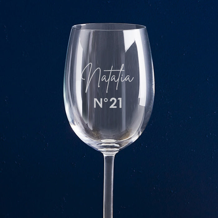 Personalised 360ml wine glass, perfect unique gift to celebrate a 21st birthday