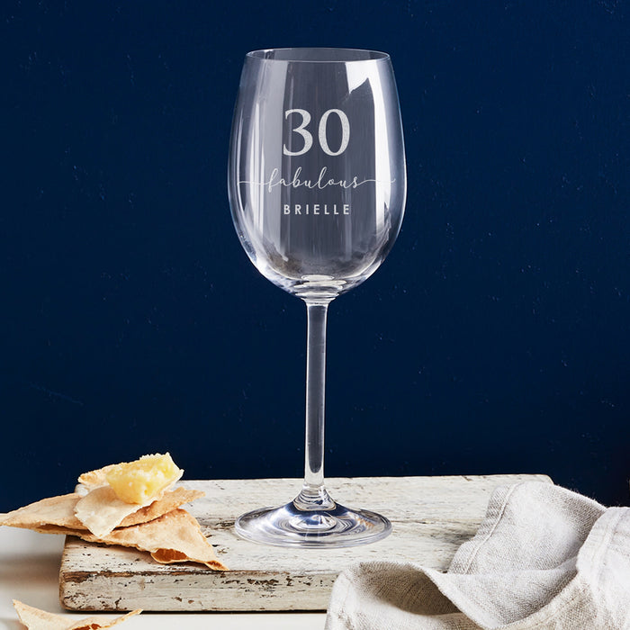 Personalised 30th Birthday Wine Glass – Custom Engraved 360ml Glass Gift for Milestone Celebrations