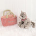 Custom Artwork Kid's Name Embordered Pink Bag With Kitten
