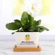 Personalised square planter pot teacher gift with name and message