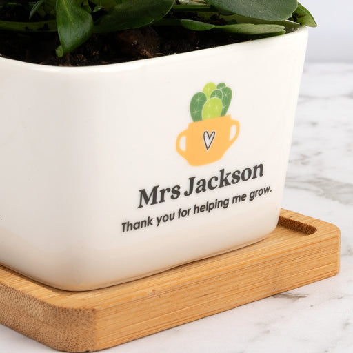 Small ceramic succulent planter teacher thank you gift UV printed