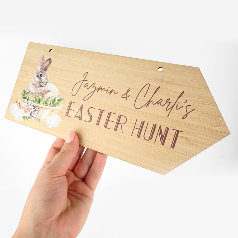 Personalised Bamboo Easter Egg Hunt Sign