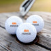 Set of 3 personalised golf balls with company logo printed in colour