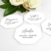 Costomise professionally printed white acrylic octagon wedding placecards