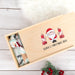 Personalised Christmas Eve box made from natural pine with festive full colour Santa design.