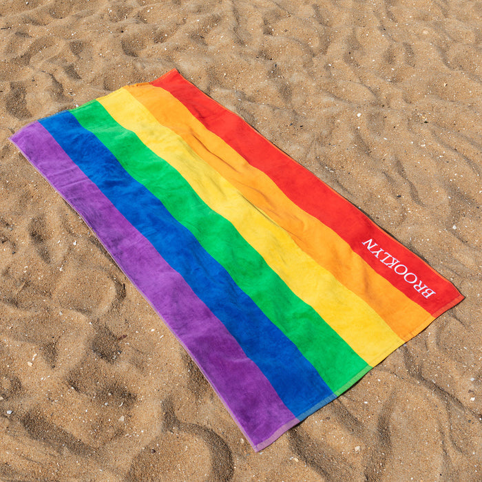 Rainbow Striped Personalised Beach Towel