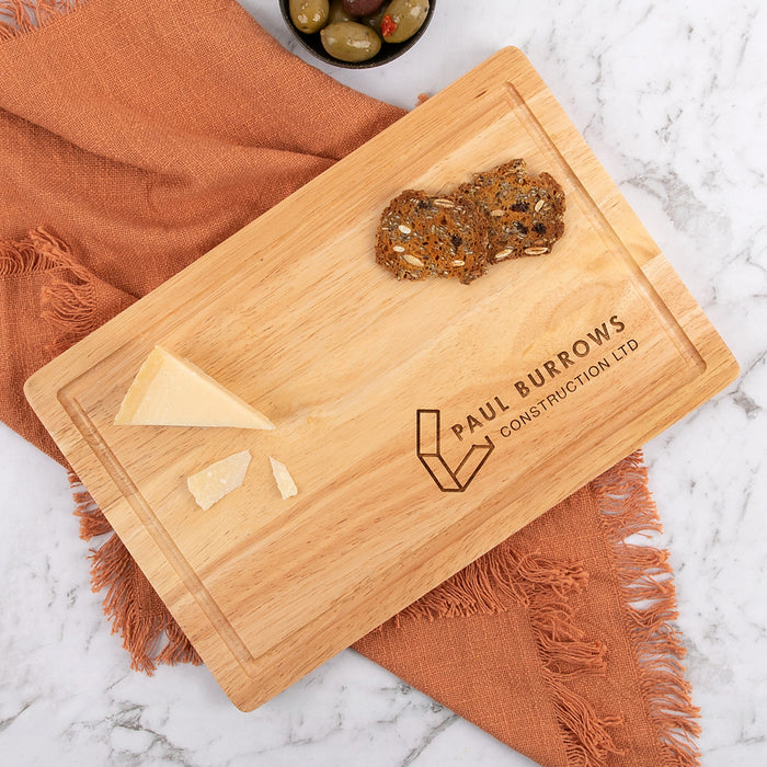 Rectangle cheese chopping board with custom engraving for client and corporate gifting
