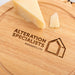Personalised cheese board featuring company logo, styled with gourmet deli items