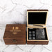 Personalised Engraved  Rustic Wooden Gift Boxed Scotch Glass and Whiskey Stone Set