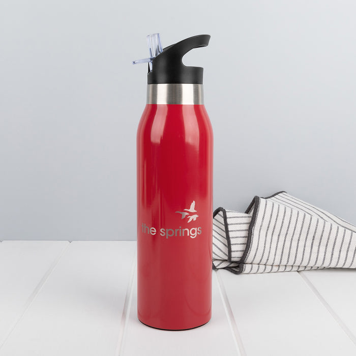 Custom engraved aluminium drink bottle with gift wrapping option – client appreciation gift.