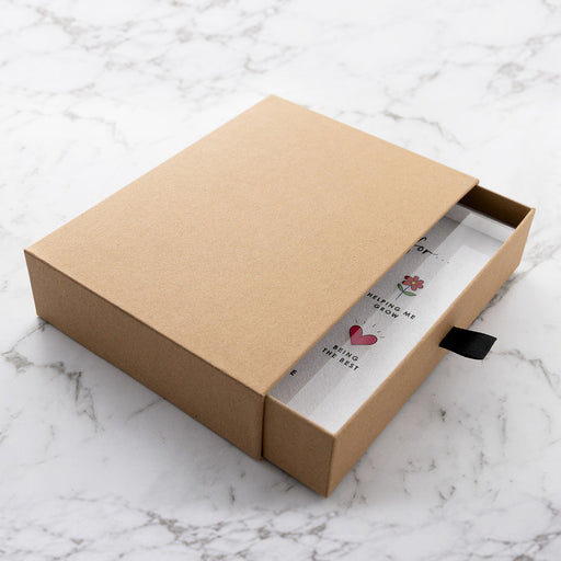 Personalised teacher plaque presented in a premium sliding gift box.