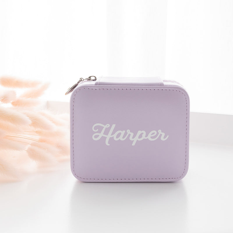 Custom Printed Name Lilac Travel Jewellery Case