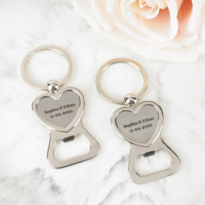 Personalised Heart Wedding Bottle Opener Favour