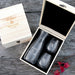 Custom Engraved Wedding Wine Carafe Decanter Bride and Groom matching Stemless Wine Glasses in Wooden Presentation Box