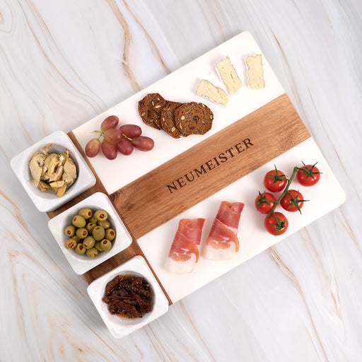 Custom Engraved Name Marble Wooden Cheese Serving Board