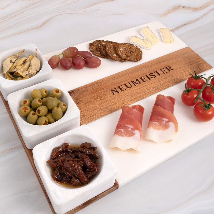 Personalised Engraved Cheese Marble Wooden Condiments Serving Platter