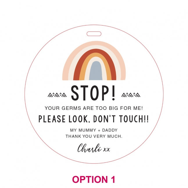 ORIGACH Confezione da 2 cartelli con scritta in lingua inglese Bear Don't Touch or Kiss Baby, Stop Do Not Touch, per seggiolino auto, con cinghia e clip, per neonati neutri ORIGACH Confezione da 2 cartelli con scritta in lingua inglese Bear Don't Touch or Kiss Baby, Stop Do Not Touch, per seggiolino auto, con cinghia e clip, per neonati neutri