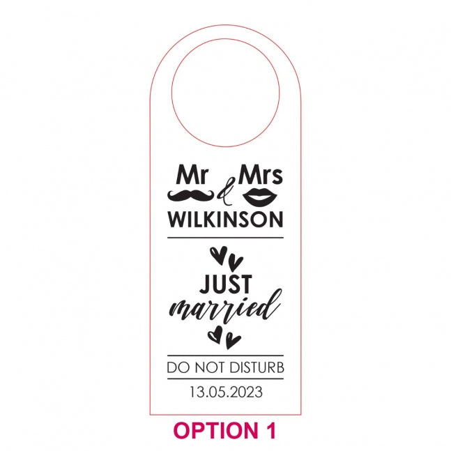 Engraved Wooden Honeymoon Door Hanger Sign