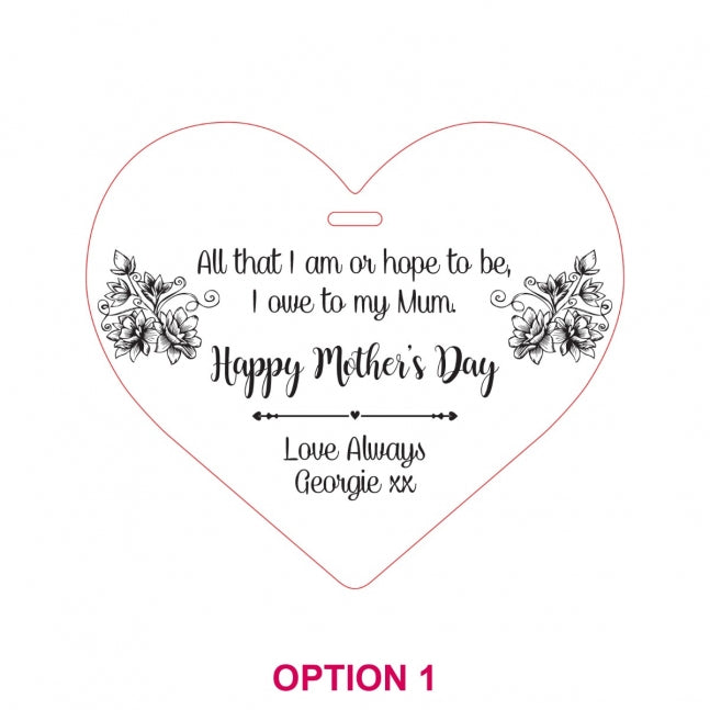 Engraved Mother's Day Heart Decoration
