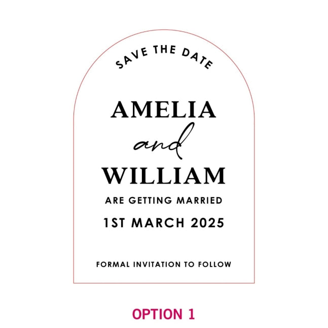 Printed White Acrylic Arch Wedding Save the Date