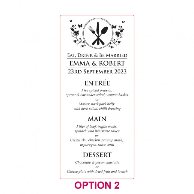 Engraved Wooden Wedding Menus