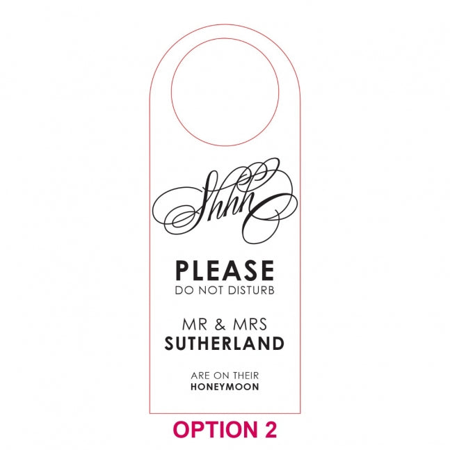 Engraved Wooden Honeymoon Door Hanger Sign