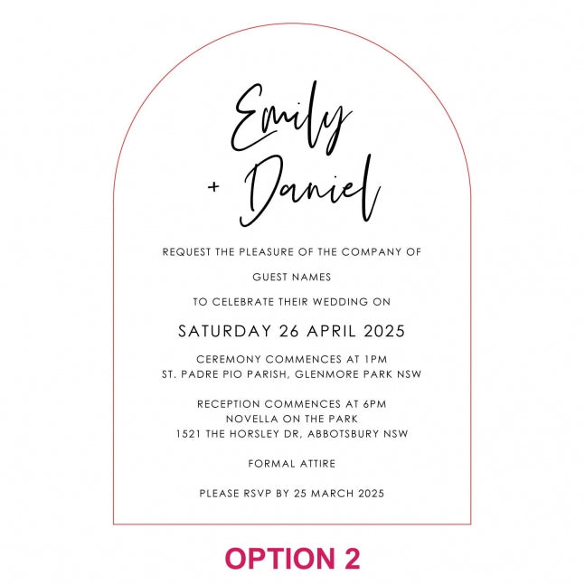 Engraved 5x7 Mirror Acrylic Arch Wedding Invitations
