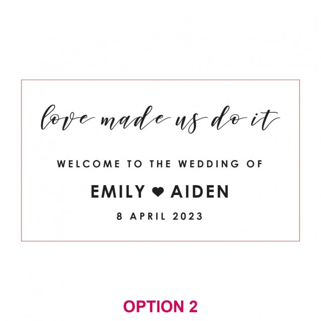 Engraved Acrylic Wedding Sign with Wooden Base