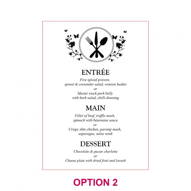 Engraved 5x7 Acrylic Wedding Menus