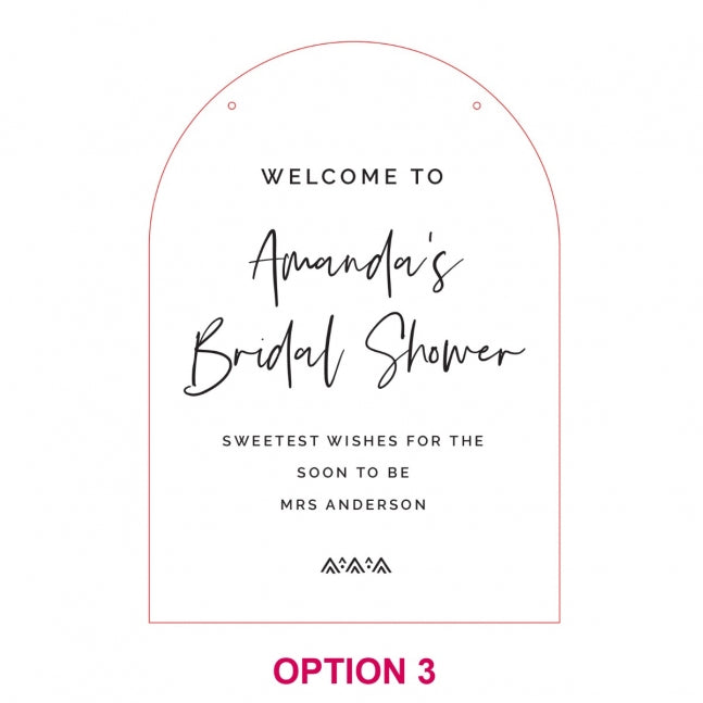 Acrylic Bridal Shower Welcome Sign, Size A1