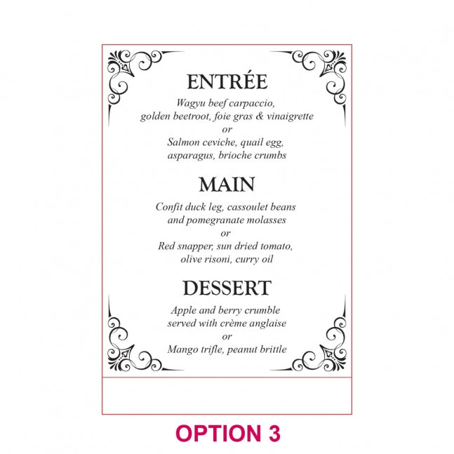 Engraved Clear Acrylic Menu with Wooden Base